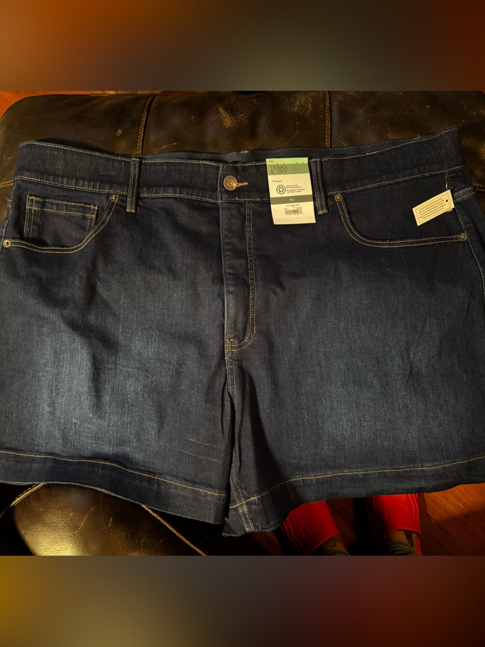 Terra & Sky Dark Blue Denim Women's Jean Shorts